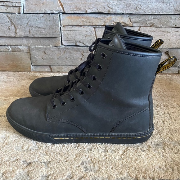 Dr. Martens Shoes - Dr. Marten Sheridan Softwair Nubuck Suede Leather Black Combat Boots High Tops